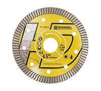 HIGHDRIL Disque Diamant Super Mince 115mm Turbo Lame Diamantée à Tronçonner pour Porcelaine Céramique Tuile Granit