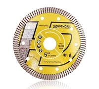 HIGHDRIL Disque Diamant Super Mince 125mm Turbo Lame Diamantée à Tronçonner pour Porcelaine Céramique Tuile Granit