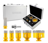 HIGHDRIL Foret Diamant Kit 7pcs(20/25/35/50/68mm Mèches Diamantées+20mm Fraise Diamant+Adaptateur) Scie Cloche pour Carrelage Céramique Porcelaine Marbre Granit