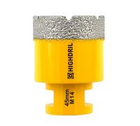 HIGHDRIL Foret Diamanté - 45MM M14 Scie Cloche Diamantée pour Porcelaine Carrelage Céramique Marbre Granit Quartz Pierre Maçonnerie Trépan Diamant Foret