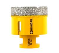 HIGHDRIL Foret Diamanté - 55MM M14 Scie Cloche Diamantée pour Porcelaine Carrelage Céramique Marbre Granit Quartz Pierre Maçonnerie Trépan Diamant Foret