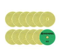 HIGHDRIL Lot de 12 tampons de polissage diamant humide 100 mm #800 pour ponçage granit marbre utilisé sur meuleuse ou polisseuse