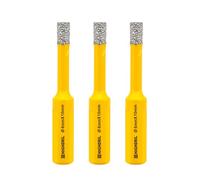 HIGHDRIL Lot de 3 forets diamantés de diamètre 6 mm avec tige triangulaire brasée sous vide pour béton, granit, marbre, verre, porcelaine, carrelage, maçonnerie, brique