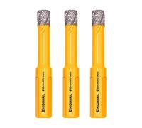 HIGHDRIL Lot de 3 forets diamantés de diamètre 8 mm avec tige triangulaire brasée sous vide pour béton, granit, marbre, verre, porcelaine, carrelage, maçonnerie, brique, tige triangulaire