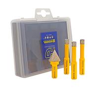 HIGHDRIL Lot de 4 forets diamantés (8/8/8 mm + foret à chanfreiner de 20 mm) pour céramique, porcelaine, carrelage, granit, marbre, brique, Dekton avec tige triangulaire