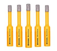 HIGHDRIL Lot de 5 forets diamantés de 6 mm de diamètre - Scie cloche brasée sous vide pour béton, granit, marbre, verre, porcelaine, carrelage, brique, tige triangulaire