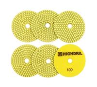 HIGHDRIL Lot de 6 tampons de polissage diamant humide 100 mm #800 pour ponçage granit marbre utilisé sur meuleuse ou polisseuse