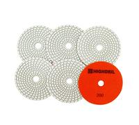HIGHDRIL Lot de 6 tampons de polissage diamant humide 125 mm #200 pour ponçage granit marbre utilisé sur meuleuse ou polisseuse