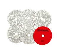 HIGHDRIL Lot de 6 tampons de polissage diamant humide 125 mm #400 pour ponçage granit marbre utilisé sur meuleuse ou polisseuse