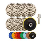 HIGHDRIL Lot de 9 tampons de polissage diamantés secs pour marbre #50/100/200/400/800/1500/3000+M14 Plateau de support + adaptateur pour granit marbre pierre artificielle quartz pour meuleuse d'angle