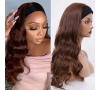 higher Perruque de cheveux humains ondulés de 55,9 cm, marron chocolat, sans colle, sans dentelle frontale, perruque de cheveux humains brésiliens vierges à porter et à emporter pour femme noire
