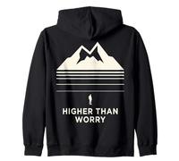 Higher Than Worry Montagne Silhouette Randonneur Sweat à Capuche