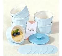 Highkit Ramequin Creme Brulee Lot de 6 200ml Moules à Soufflé en Porcelaine