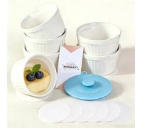 Highkit Ramequin Creme Brulee Lot de 6 200ml Moules à Soufflé en Porcelaine