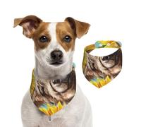 Highl et Vache avec tournesols,Bandanas pour Chien, écharpe en Coton, Bavoirs réglables pour Animaux de Compagnie,L