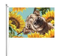 Highl et vache avec tournesols,Drapeau de jardin, bannière décorative, drapeau double face, 2 x 3 pieds, pour extérieur et intérieur