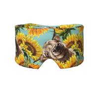 Highl et vache avec tournesols,Masque pour les yeux bloquant la lumière Cache-yeux et cache-oreilles pour le sommeil