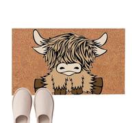 Highlan Paillasson Cow - Tapis de bienvenue antidérapant et moelleux avec motif Highlan - Tapis décoratif créatif pour cuisine, salle de bain, salon, petit tapis en polyester 40 x