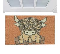 Highlan Paillasson Cow - Tapis de bienvenue antidérapant et moelleux avec motif Highlan - Tapis décoratif créatif pour cuisine, salle de bain, salon, petit tapis en polyester 40 x