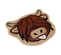 Highland Cattle Tapis touffeté, 60,2 x 60,2 cm, drôle Vache Highland, Tapis de Douche en Corne Longue, Tapis de Douche, Tapis de Bain Doux, Tapis de Sol esthétique, paillasson antidérapant