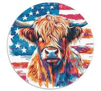 Highland Cow 1000 Pieces Puzzles Ronds Puzzle De l'art De La Décoration Moderne Jeu D'Intelligence Puzzle DIY pour Adultes Et Enfants 1000pcs (67.5x67.5cm)