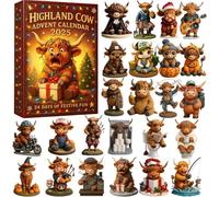 Highland Cow Advent Calendar 2025, 24 Days Christmas Countdown Box with Cow Ornaments, Farmhouse Rustic Advent Calendars 2025 for Holiday Decor (AD)