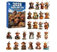 Highland Cow Advent Calendars 2026, Acrylic Christmas Tree Ornament Set