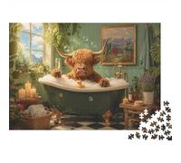 Highland Cow Bath 1000pcs Mini Puzzle pour Famille Cadeau d'anniversaire