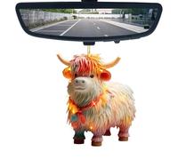 Highland Cow Car Pendant - 8cm 2D Acrylic Charm | Car Interior Accessory, Rearview Mirror Decor, Bag Charm, Christmas Tree Ornament, Yak Decoration for Automotive, Holiday,