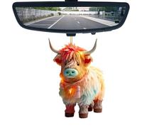 Highland Cow Car Pendant - 8cm 2D Acrylic Charm | Car Interior Accessory, Rearview Mirror Decor, Bag Charm, Christmas Tree Ornament, Yak Decoration for Automotive, Holiday,