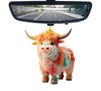 Highland Cow Car Pendant - 8cm 2D Acrylic Charm | Car Interior Accessory, Rearview Mirror Decor, Bag Charm, Christmas Tree Ornament, Yak Decoration for Automotive, Holiday,