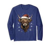 Highland Cow Chapeau de Père Noël drôle Mignon Animal Fermier Noël Manche Longue