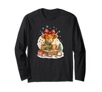 Highland Cow Christmas Coffee Cocoa Sled Cute Watercolor Manche Longue