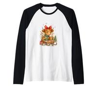Highland Cow Christmas Coffee Cocoa Sled Cute Watercolor Manche Raglan