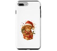 Highland Cow Christmas in Gifts Box Watercolor Santa Hat Coque pour iPhone 7 Plus/8 Plus