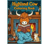 Highland Cow Coloring Book: Highland Cow Reading by the Fireplace, Cozy Winter Cabin Scenes, Relaxing Animal Coloring Pages