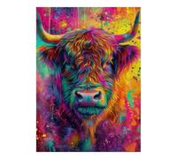 Highland Cow Couleur 1000 Pièces Mini Puzzle pour Adolescents Relaxant