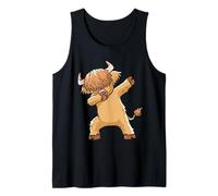 Highland Cow Dabbing Dance Cute Poilu Scottish Bovins Débardeur