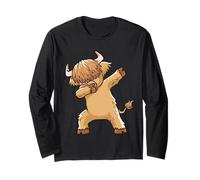 Highland Cow Dabbing Dance Cute Poilu Scottish Bovins Manche Longue