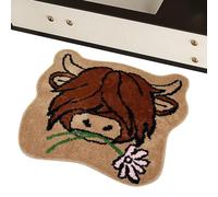 Highland Cow Door Mat - 23.7x23.7in Fun Front Door Rug | Welcome Mat Special Shape | Cloth Rubber Durable Non-Slip Indoor Outdoor Use | Funny Entrance Rug for Home Office Porch