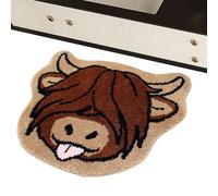 Highland Cow Door Mat - 23.7x23.7in Fun Front Door Rug | Welcome Mat Special Shape | Cloth Rubber Durable Non-Slip Indoor Outdoor Use | Funny Entrance Rug for Home Office Porch