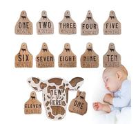 Highland Cow Ensemble de marqueurs de croissance Infnt, panneaux de jalons sur le thème de la vache | Marqueurs d'étapes en bois pour bébé collection mois par mois, 13 pièces Gft pour les nouveaux