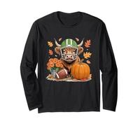 Highland Cow Fall Football Game Day Pumpkin Spice Manche Longue
