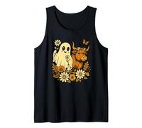 Highland Cow Ghost - Spooky Cute Retro Halloween Floral Débardeur