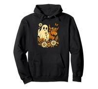Highland Cow Ghost - Spooky Cute Retro Halloween Floral Sweat à Capuche