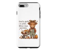 Highland Cow God's Plan Terrible Fall Humour Coque pour iPhone 7 Plus/8 Plus