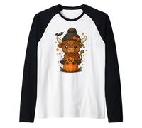 Highland Cow Halloween Cute Pumpkin Manche Raglan