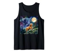 Highland Cow Howling at The Moon Night Sky Animal Art Débardeur