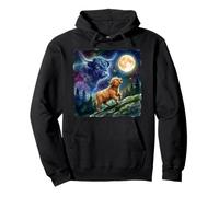 Highland Cow Howling at The Moon Night Sky Animal Art Sweat à Capuche