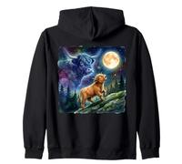 Highland Cow Howling at The Moon Night Sky Animal Art Sweat à Capuche